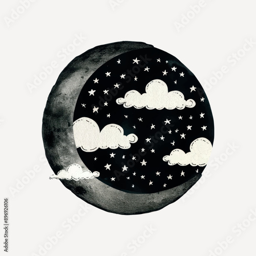 Whimsical night sky illustration