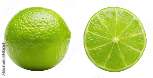 Set of Lime fruit fresh isolated on transparent background photo