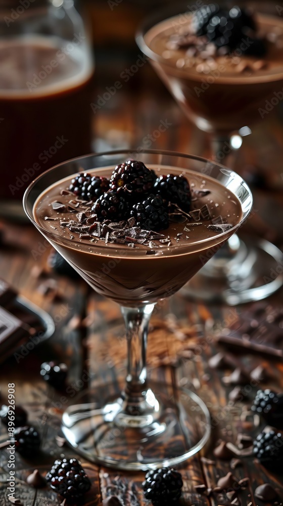 Luxurious Chocolate Martini Cocktail With Garnish Luxurious Chocolate Martini Cocktail With Garnish