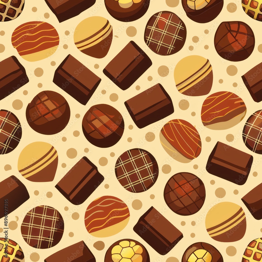 Seamless pattern of chocolate bars and truffles, Generative AI Seamless pattern of chocolate bars and truffles, Generative AI