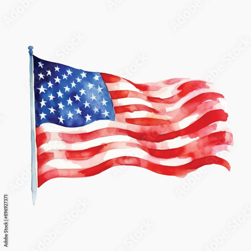 Watercolor American flag illustration