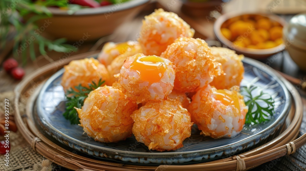 Colorful Crispy Egg Snacks on a Plate Colorful Crispy Egg Snacks on a Plate