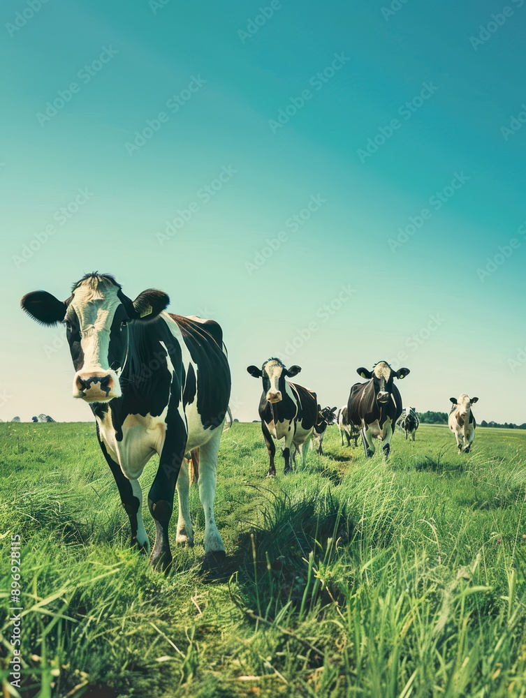 Cows Walking in a Green Field Cows Walking in a Green Field