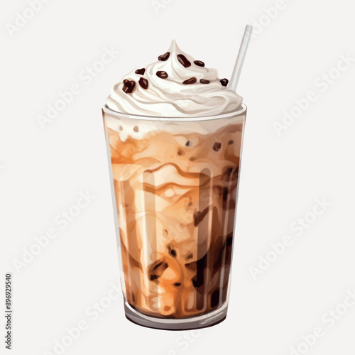 Delicious iced coffee with cream
