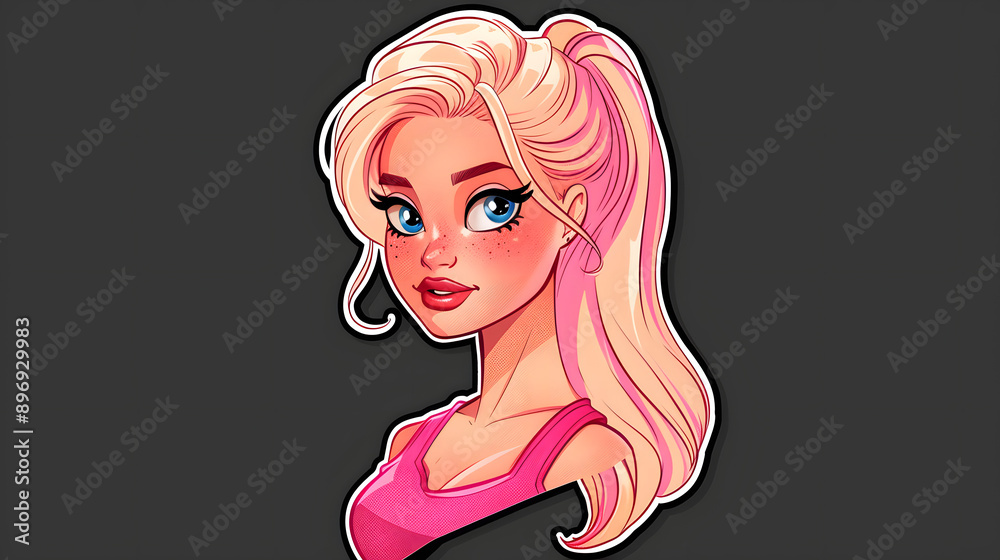 Beautiful and cute animated cartoon dolls stickers with black background. Beautiful and cute animated cartoon dolls stickers with black background.