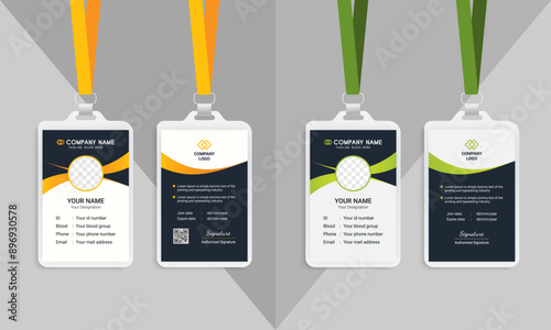 Creative professional id card design template | Modern employee Id card | Unique & simple Id card design with two color variation.
