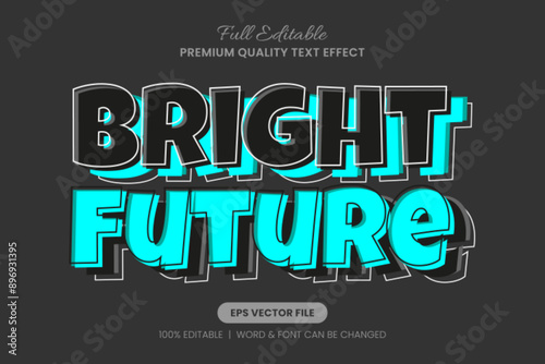 Bright Future Cartoon Stacked Editable Text Effect, Font Graphic Style