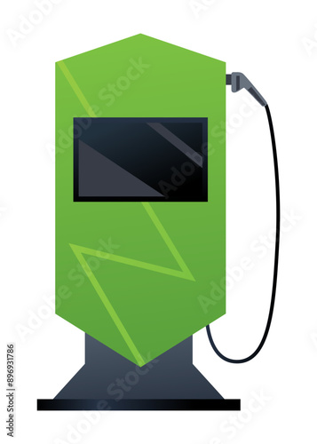 Car charger icon. Electromobile charging station, alternative fuel. Ev electric, clean energy of the future. Vector illustration in flat style, modern design