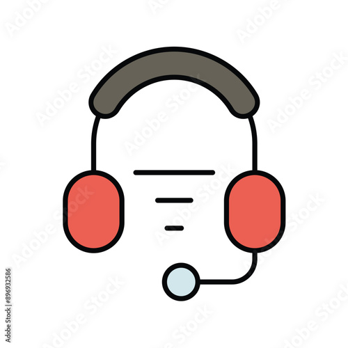 headset color line icon with white background vector stock illustration