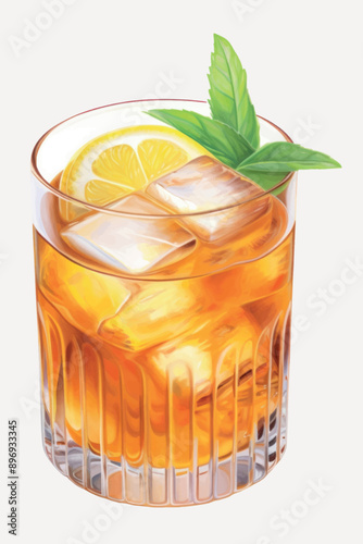 Refreshing iced tea with lemon