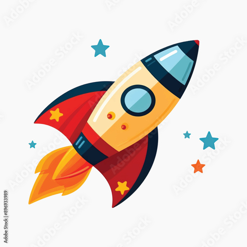 Colorful cartoon rocket ship illustration