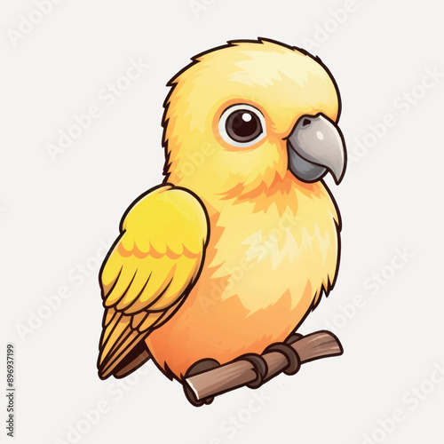 Cute cartoon yellow parrot illustration