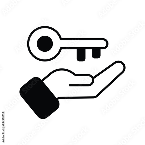 key glyph icon with white background vector stock illustration