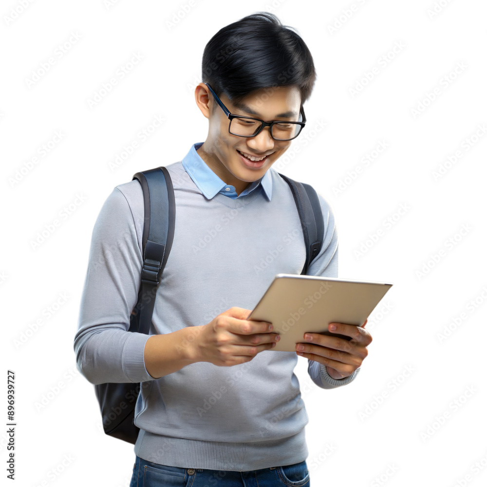 Student reading a tablet, focusing on digital learning and education Student reading a tablet, focusing on digital learning and education