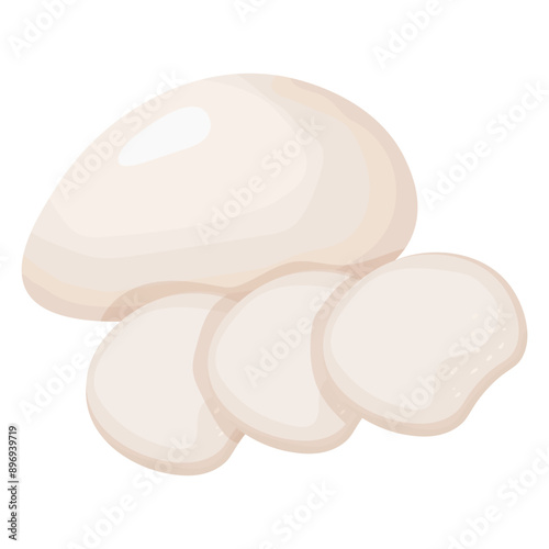 Vector image of mozzarella cheese. Food and fast food concept. Element for your design. Ingredient for cooking.