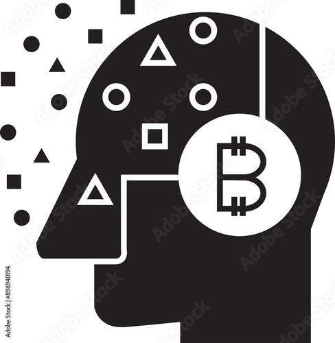 Bitcoin and Robot Head Icon
