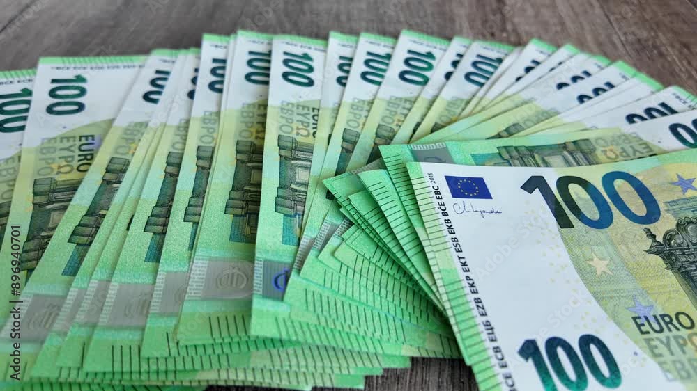Unfolded euro banknotes lie spread out on the table Unfolded euro banknotes lie spread out on the table