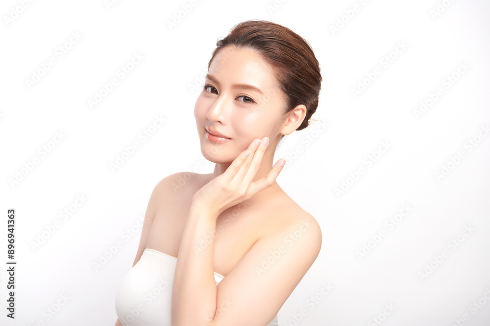 Beautiful young asian woman with clean fresh skin on white background, Face care, Facial treatment, Cosmetology, beauty and spa, Asian women portrait. Beautiful young asian woman with clean fresh skin on white background, Face care, Facial treatment, Cosmetology, beauty and spa, Asian women portrait.
