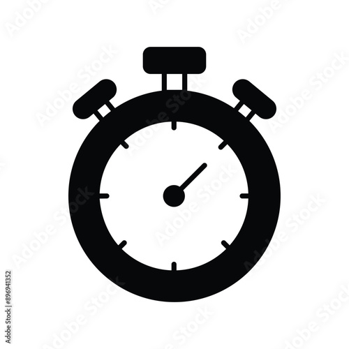stopwatch glyph icon with white background vector stock illustration