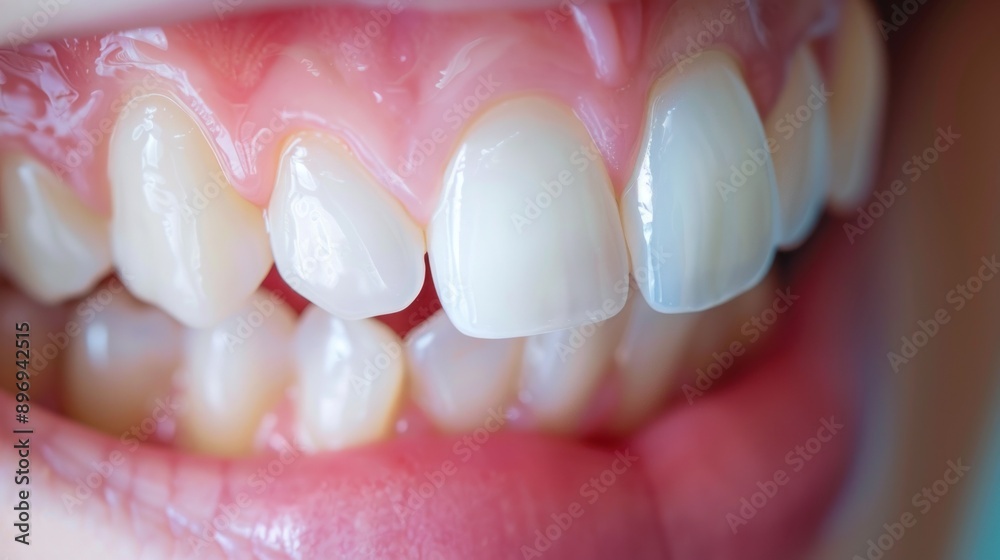Healthy Human Gums and White Teeth Close-up in Soft Light - High Resolution Dental Care Concept Healthy Human Gums and White Teeth Close-up in Soft Light - High Resolution Dental Care Concept