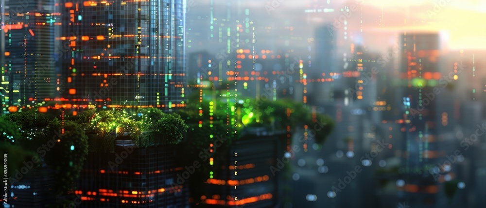 Fototapeta premium Illuminating the Future: Smart City powered by Digital Electricity