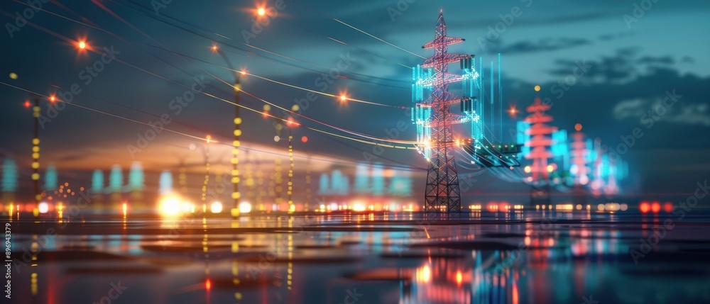 Obraz premium Advancing Infrastructure: Digital Twins Enhancing Efficiency of Digital Electricity Networks