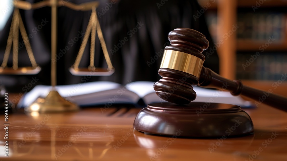 Legal Justice in Healthcare Dispute: Courtroom Scene With Gavel and Insurance Contracts