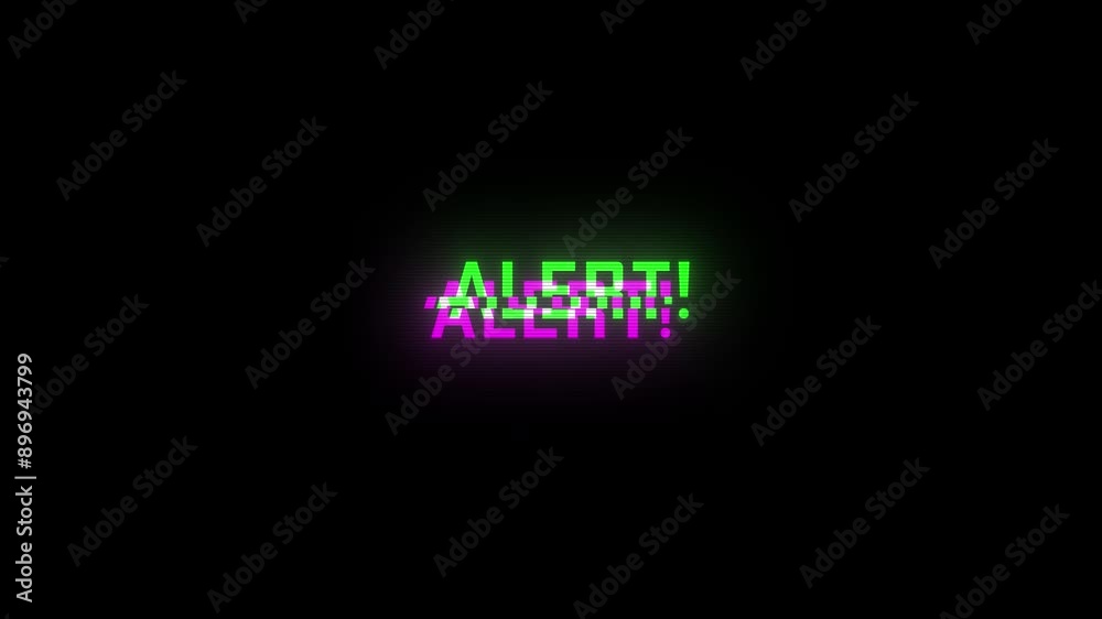 ALERT glitch notification. Hacking Animation. ALERT message with glitch effect. ALERT glitch notification. Hacking Animation. ALERT message with glitch effect.