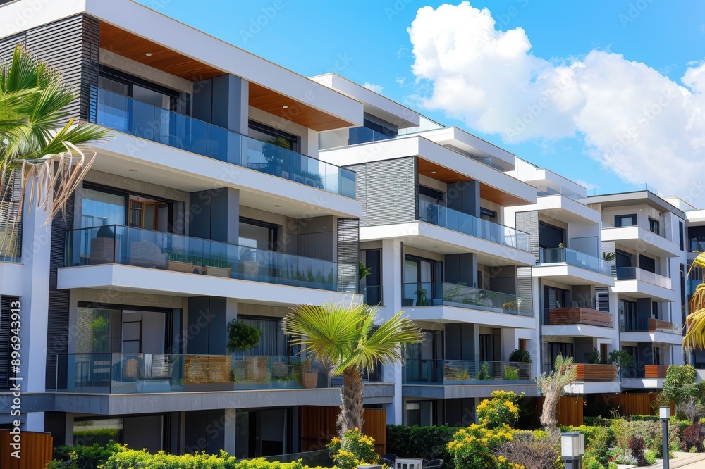 A residential complex with balconies A residential complex with balconies