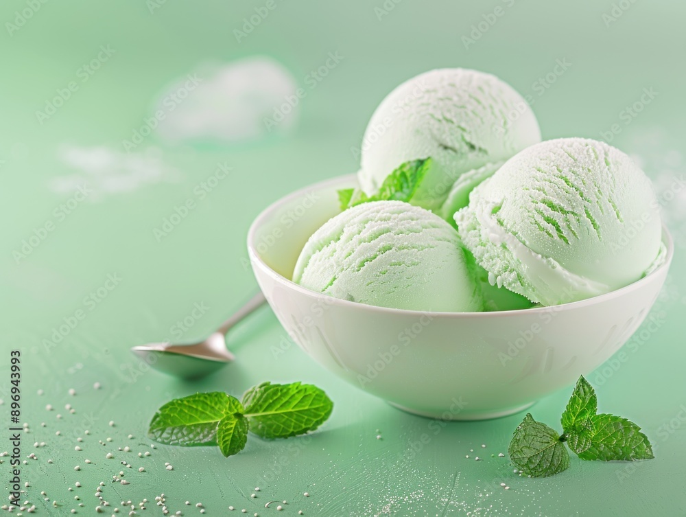 Refreshing Mint Ice Cream Delight in Green Tones Refreshing Mint Ice Cream Delight in Green Tones