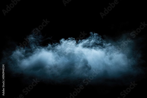 Blue Smoke Abstract on Black Background