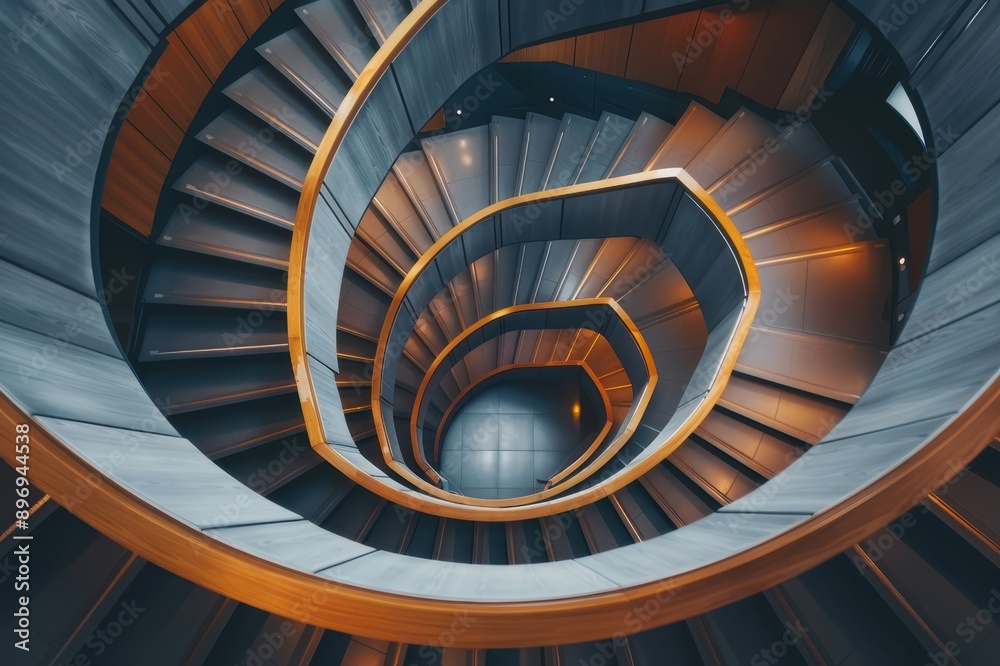 Fototapeta premium Architectural: Wooden and Metal Staircase