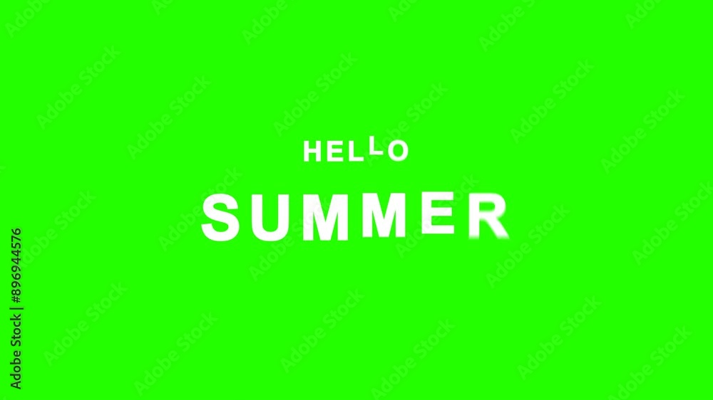 Hello summer text fall animation word on green and black background. 4k animated background. Hello summer text fall animation word on green and black background. 4k animated background.