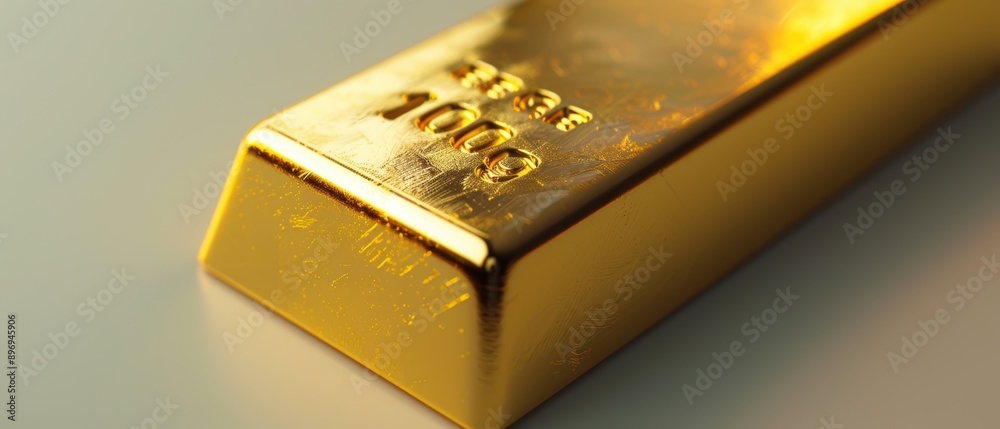 Shiny Gold Bar Close-Up in Mint Condition - Valuable Financial Asset Concept. Shiny Gold Bar Close-Up in Mint Condition - Valuable Financial Asset Concept.
