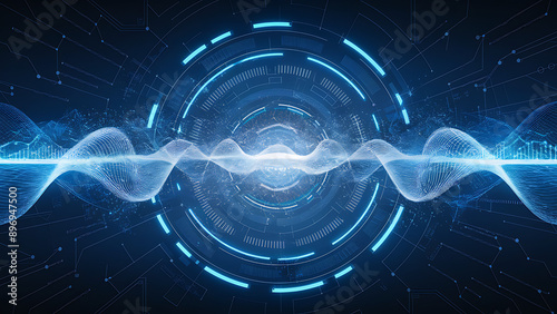 Abstract blue tech background with digital waves