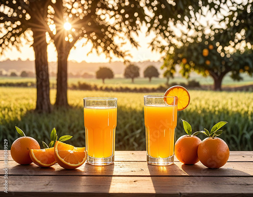 Orange juice on the table