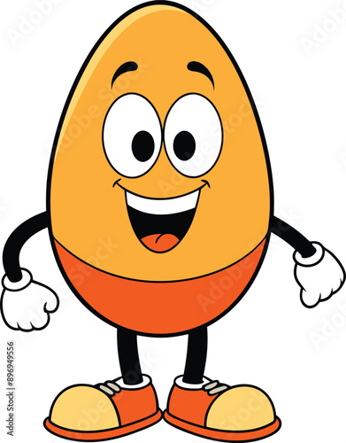 Groovy cartoon. Egg Groovy cartoon vector
