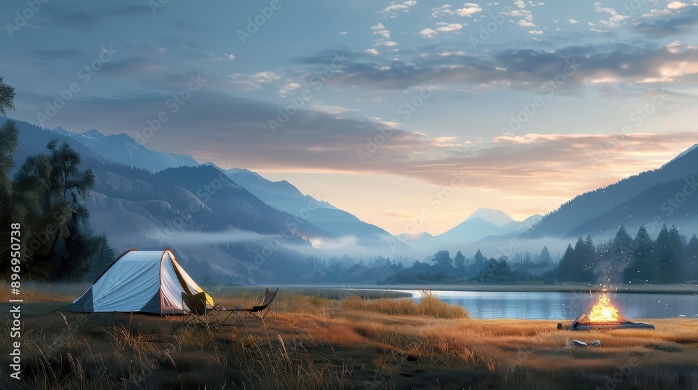 Mosquitoes swarming around campers at a bonfire. Mosquitoes swarming around campers at a bonfire.