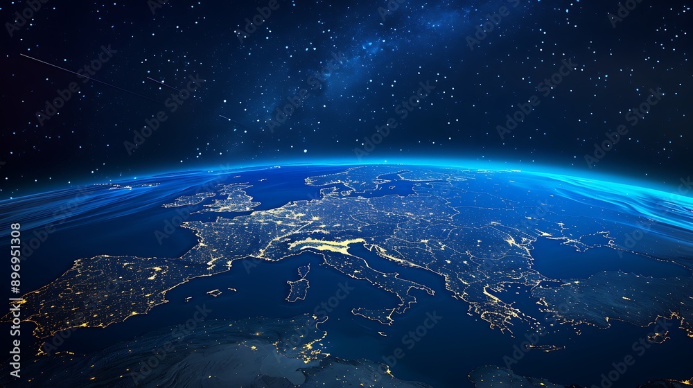 Fototapeta premium Night Lights of Europe from Space