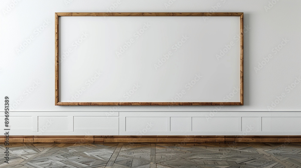 White board hanging on wall. Generative AI White board hanging on wall. Generative AI