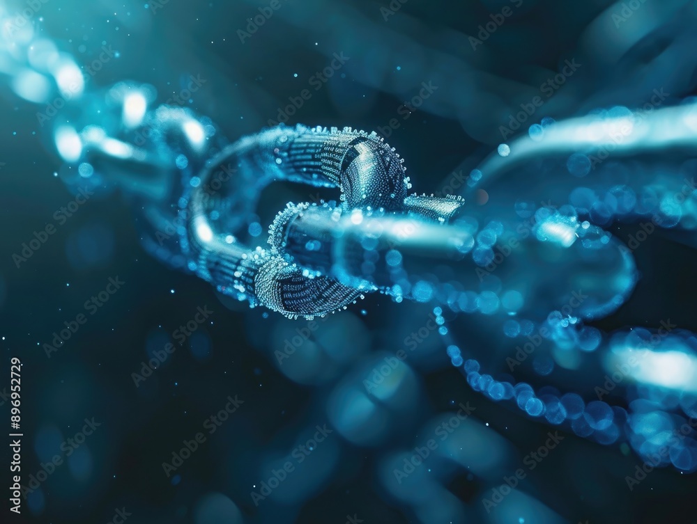 A blue digital chain, symbolizing the role of blockchain in network security and data protection A blue digital chain, symbolizing the role of blockchain in network security and data protection