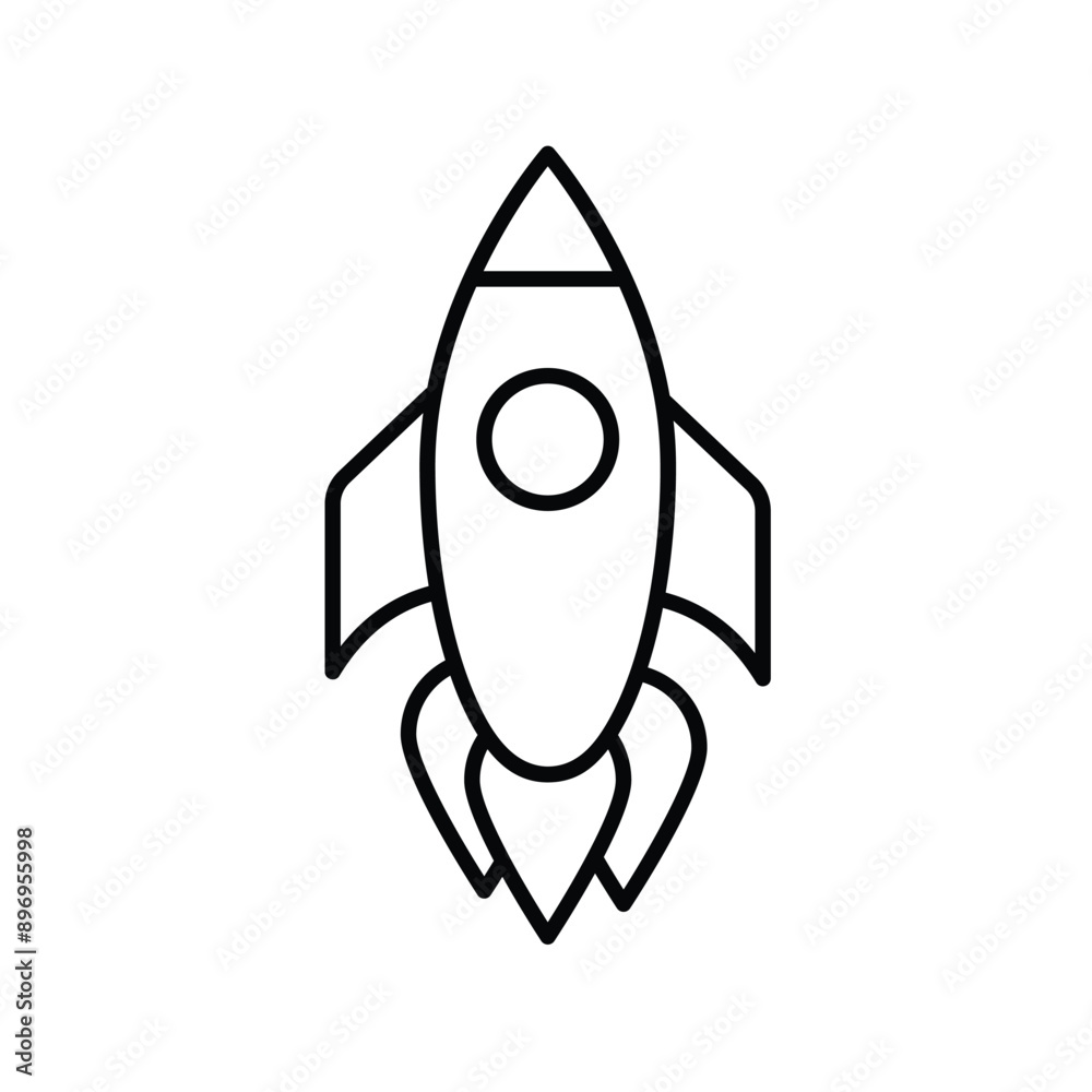 rocket line icon with white background vector stock illustration rocket line icon with white background vector stock illustration
