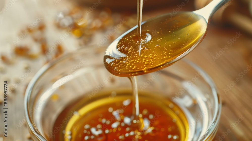 Raw Honey Drizzle Over Spoonful in Glass Bowl Culinary Ingredient and Natural Sweetener for Recipes and Food Photography Raw Honey Drizzle Over Spoonful in Glass Bowl Culinary Ingredient and Natural Sweetener for Recipes and Food Photography