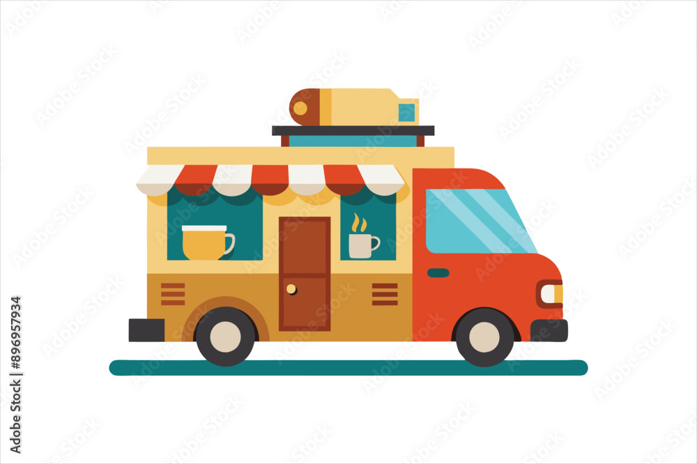 Coffee Food Truck Cartoon Vector art Illustration Coffee Food Truck Cartoon Vector art Illustration