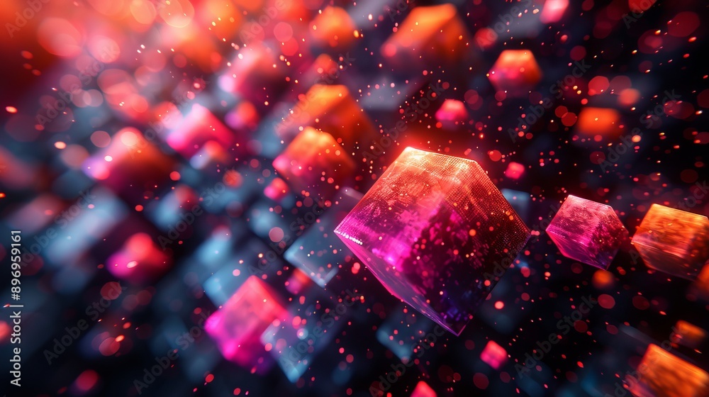 Floating Red And Orange Cubes Floating Red And Orange Cubes