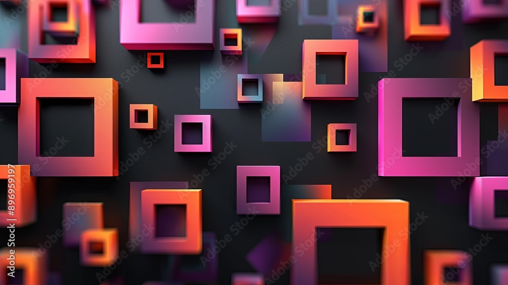 Abstract Colorful Squares On Black Background Abstract Colorful Squares On Black Background