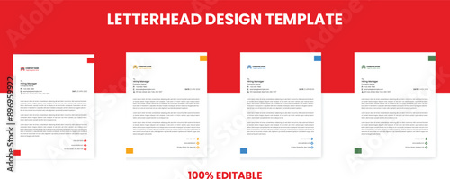 Business Letterhead design template with 4 color variations abstract corporate letterhead