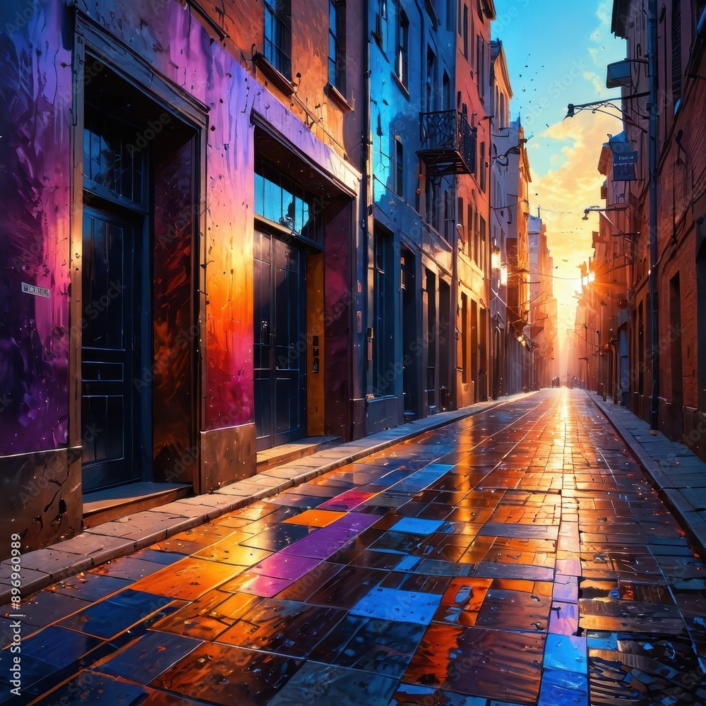 Fototapeta premium Colorful Sunset Alleyway.