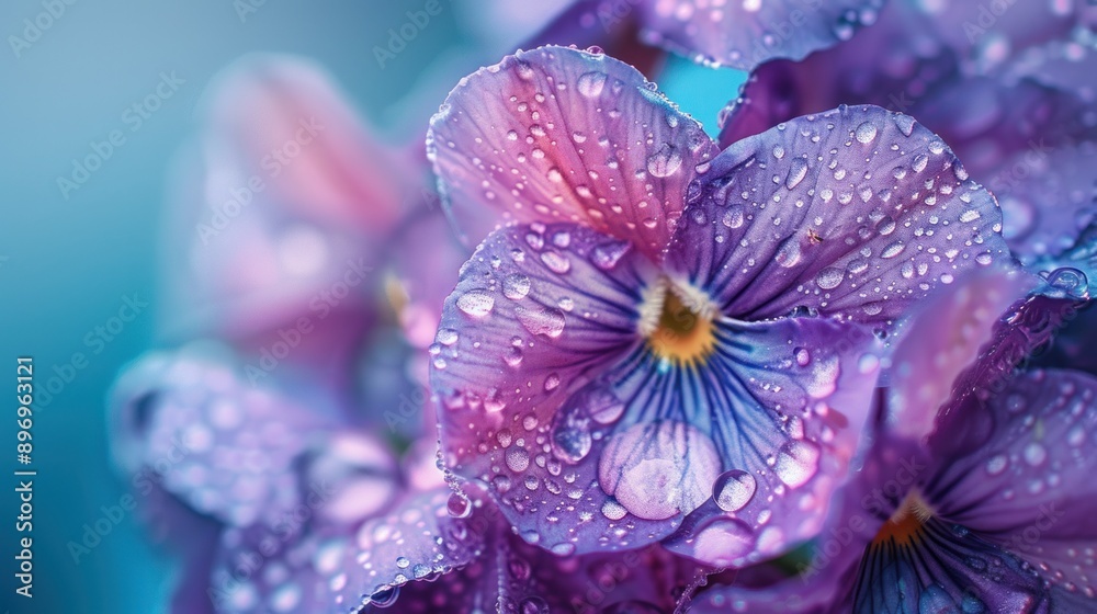 Purple Pansy with Dew Drops Purple Pansy with Dew Drops