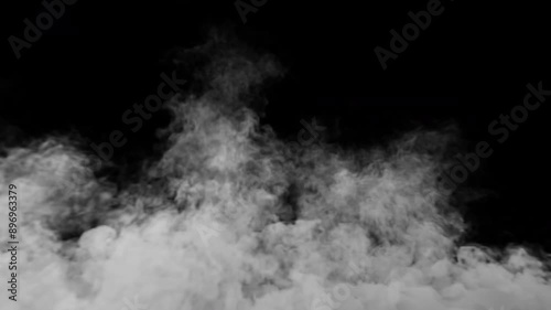 Endless Loop of High-Quality Realistic Smoke with Alpha Channel: Detailed and Lifelike Billowing Smoke, Ideal for Seamless Integration into Cinematic Productions and Visual Effects.